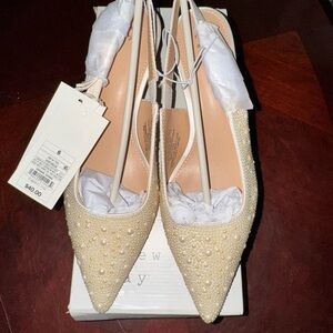 Elegant Beaded Cream Heels